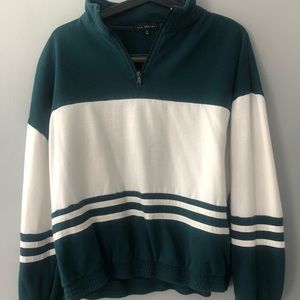 PacSun aqua and white quarter zip sweater